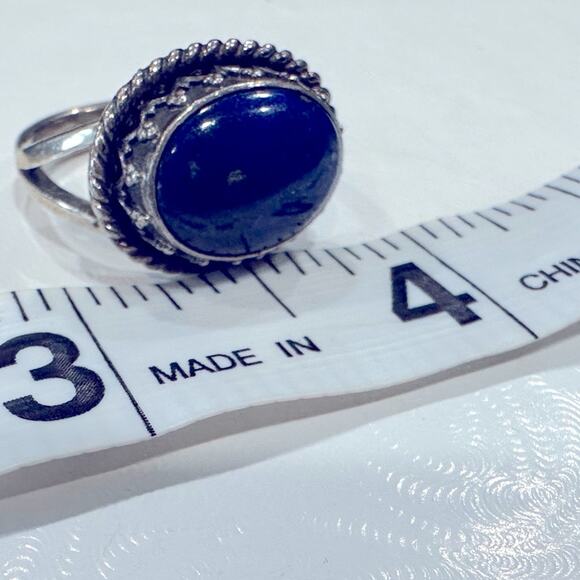Vintage 925 Sterling Silver Ring Navajo Lapis Lazuli Grace & Gilo  SZ. 6.25 RARE - Picture 3 of 15